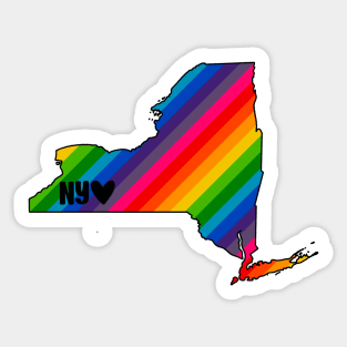 USA States: New York (rainbow) Sticker